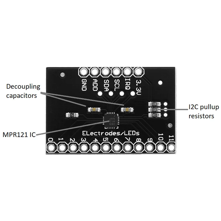 شماتیک ماژول سنسور لمسی خازنی MPR121