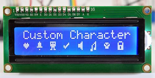 نمایش کاراکتر‌های دلخواه بر روی LCD كاراكتری 2×16پس از قرار دادن کد مورد نظر هر کاراکتر در آردوینو