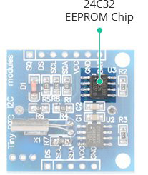 حافظه 24C32 EEPROM در ماژول ساعت DS1307
