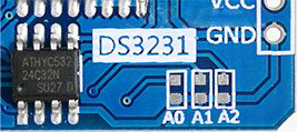 جامپر انتخاب آدرس I2C بر روی ماژول ساعت DS3231