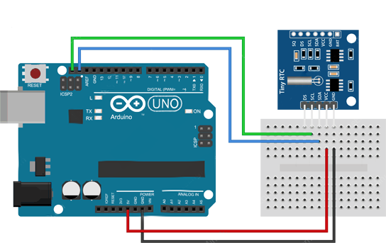 نحوه سیم‌کشی ماژول ساعت DS1307  به آردوینو