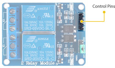 پایه‌های کنترل رله 5 ولت دو کاناله 