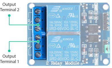 دو ترمینال خروجی رله 5 ولت دو کاناله 