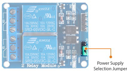 جامپر انتخاب ولتاژ تغذیه ماژول رله 5 ولت دو کاناله 