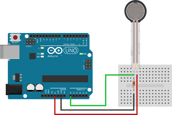 نحوه سیم‌کشی مقاومت حساس به نیرو به آردوینو
