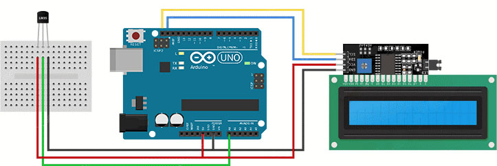 چگونگی اتصال LCD سنسور دما LM35 با آردوینو