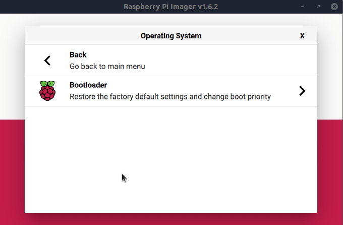 انتخاب گزینه boot loader و سپس USB Boot برای بوت شدن فایل ایمیج از طریق USB SSD