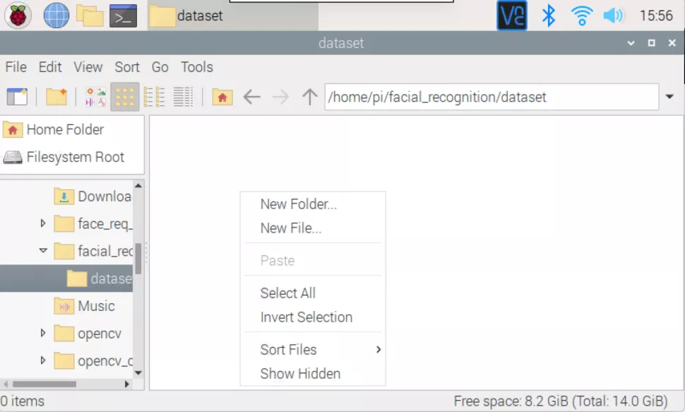 ساخت یک new folder در فایل dataset