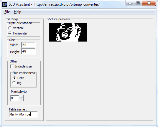 باز نمودن فایل تصویر خود در نرم افزار LCD Assistant
