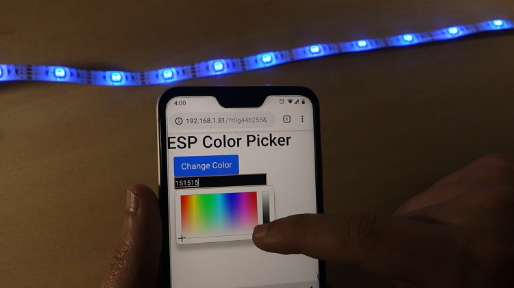 انتخاب و تغییر رنگ LED نواری با موبایل