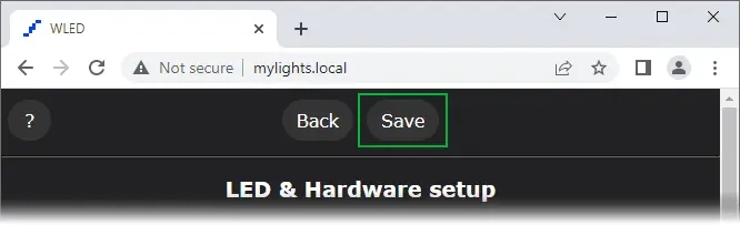 انتخاب گزینه Save در بخش بالای تنظیمات وای فای