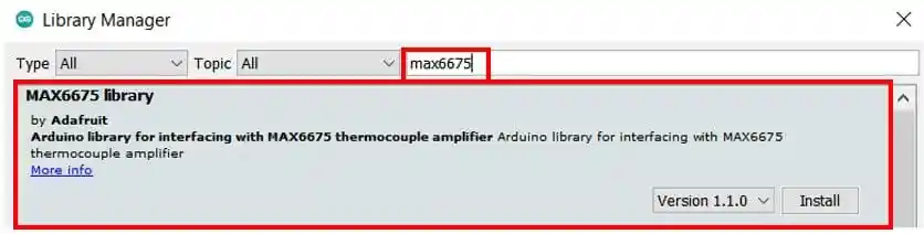 دانلود و نصب کتابخانه MAX6675 در IDE  آردوینو