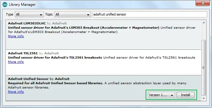 نصب کتابخانه Adafruit Unified Sensor  در IDE آردوینو