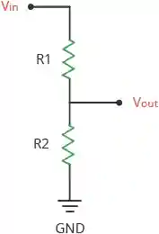 قسمت نمودن ولتاژ در سنسور ولتاژ با معادله تقسیم ولتاژ