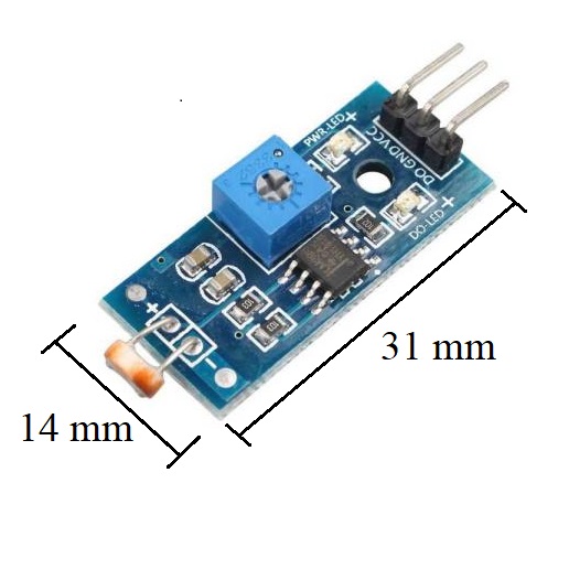 ابعاد ماژول سنجش و کنترل روشنایی با فتوسل