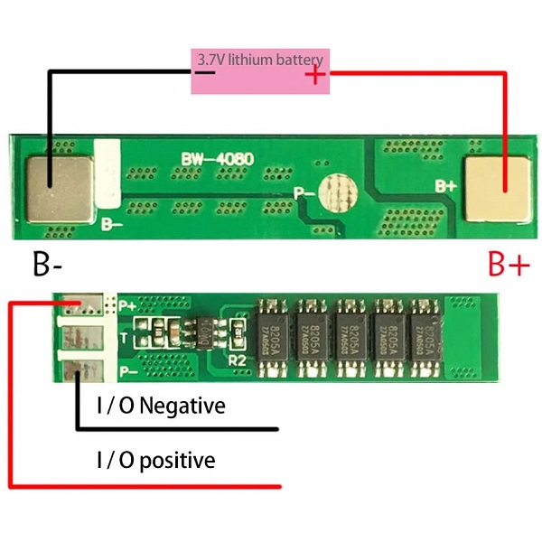 نحوه اتصال حفاظت ماژول شارژ باتری لیتیومی تک سل 8 آمپر
