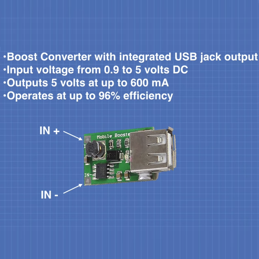 مبدل DC/DC افزاینده با ورودی 5 - 0.9 ولت DC، خروجی 5 ولت و راندمان تا 96 درصد