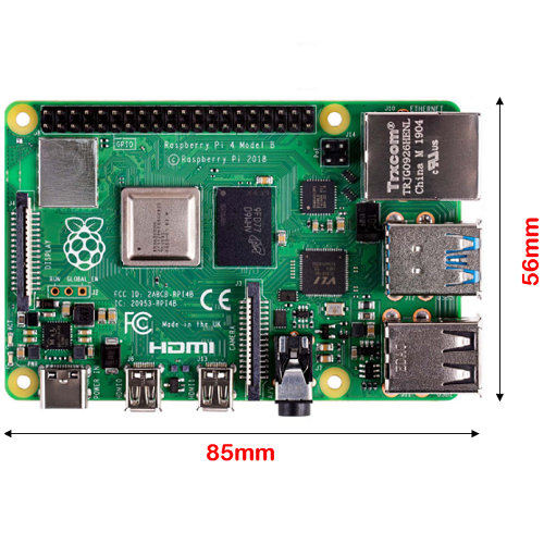 ابعاد Raspberry pie مدل B