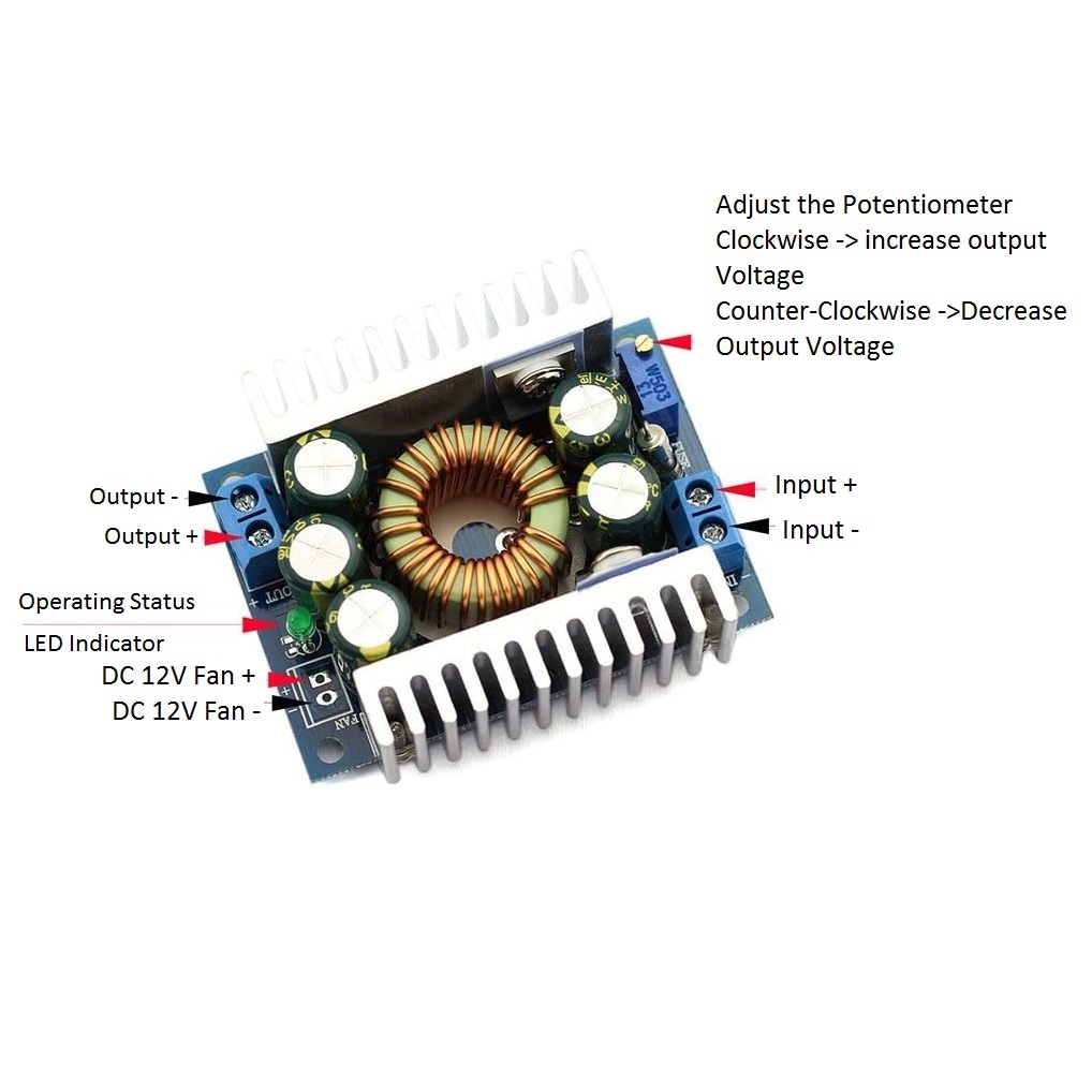 اجزای ماژول DC به DC کاهنده 12 آمپر