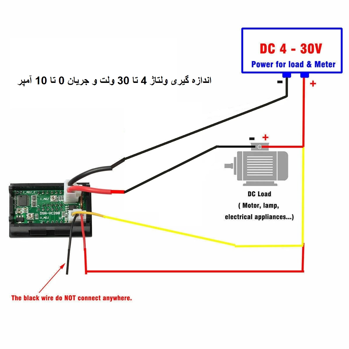 نحوه‌ی اندازه گیری ولتاژ 4 تا 30 ولت و جریان 0 تا 10 آمپر