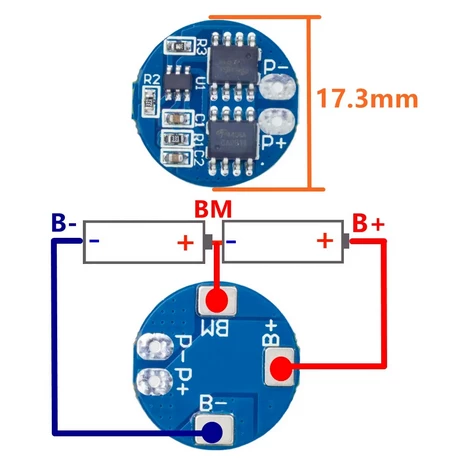 ابعاد و نحوه اتصال باتری ها به ماژول HX-2S-A2
