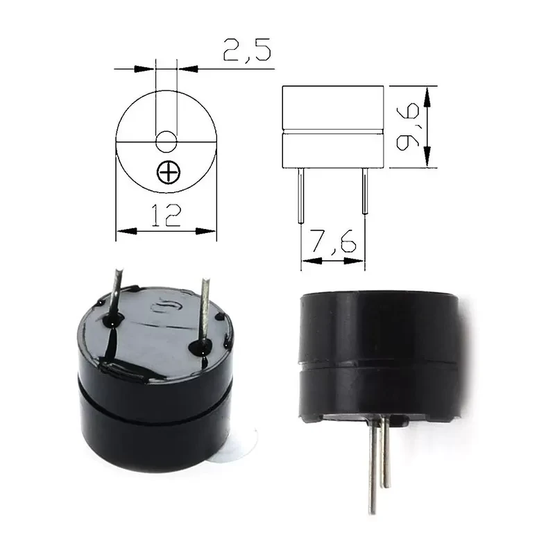 5V 12mm Active Buzzer Dimensions