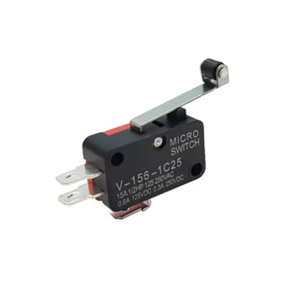 میکروسوئیچ غلتکی 250 ولت AC و 15 آمپر با اهرم بلند V-156-IC25