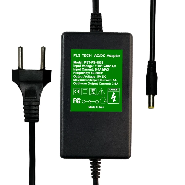 آداپتور 5 ولت 3 آمپر بین راهی PLS TECH
