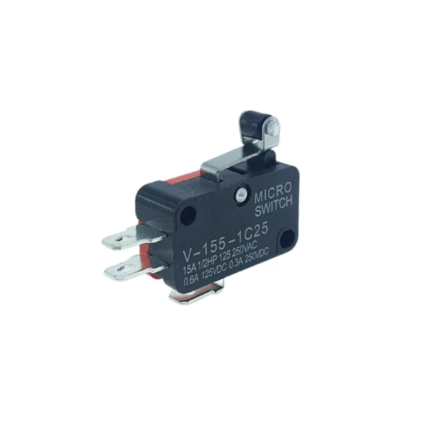 میکروسوئیچ غلتکی 250 ولت AC و 15 آمپر با اهرم کوتاه V-155-IC25