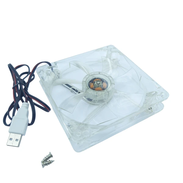 فن 5 ولت شیشه ای همراه با LED زرد و کابل USB