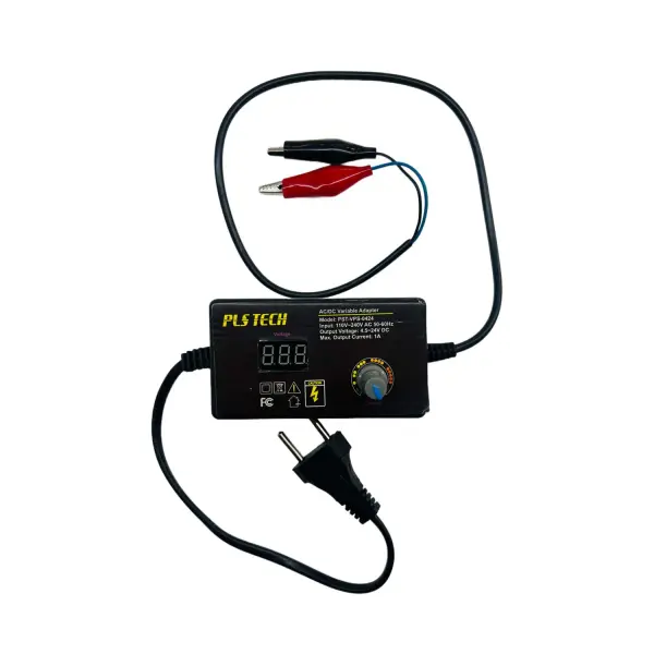 آداپتور متغیر 4.5 تا 24 ولت بین راهی 1 آمپر سوسماری با نمایشگر PLS TECH