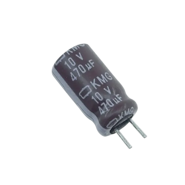خازن الکترولیت 470 میکرو فاراد 10 ولت NIPPON اصل ژاپن پایه کوتاه