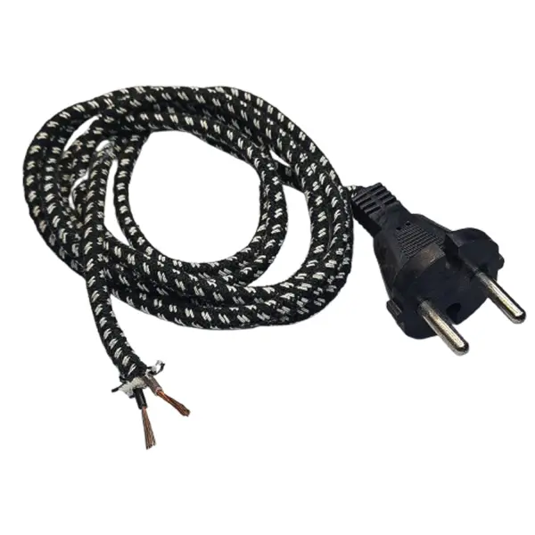 کابل برق دو شاخه اتویی با روکش نخی شیلد دار  180 سانتی متری