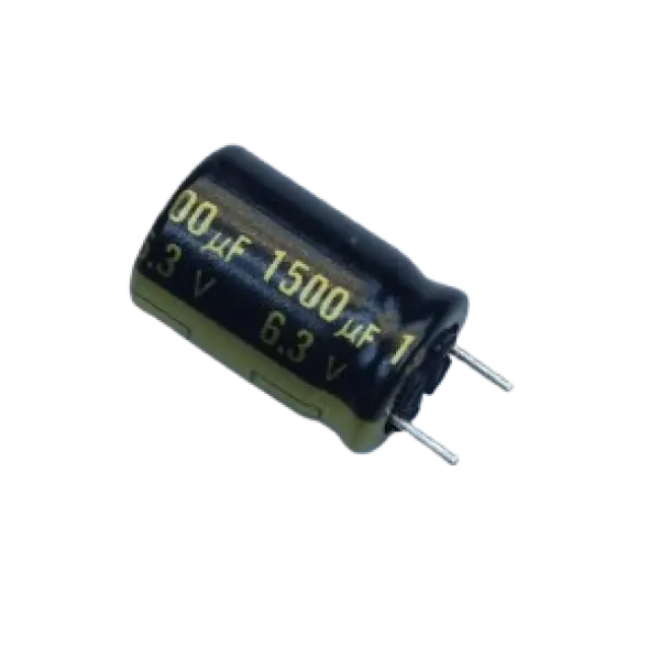 خازن الکترولیتی 1500 میکرو فاراد 6.3 ولت PANASONIC سری FJ پایه کوتاه اصل ژاپن