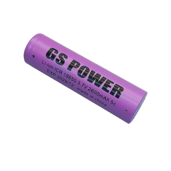 باتری لیتیوم یون 18650 تک سلول 3.7 ولت 2600mAH 5C برند GS POWER