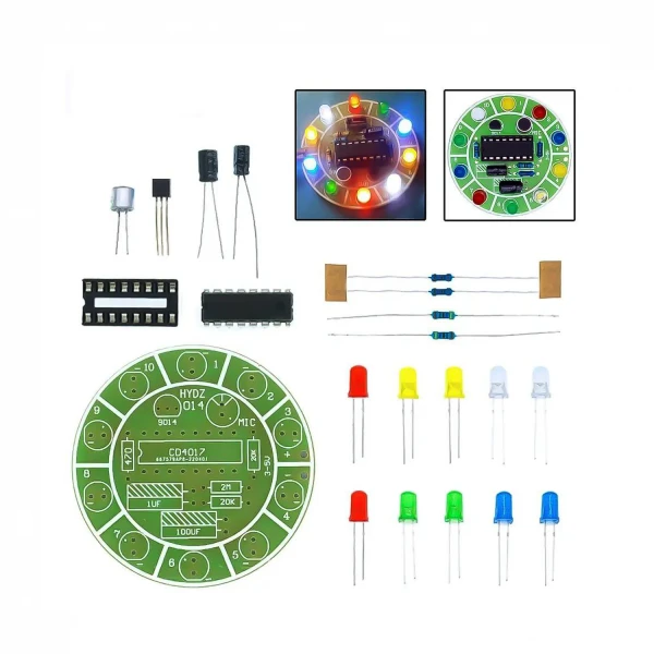 کیت رقص نور دایره ای با آی سی 4017 و ورودی میکروفون
