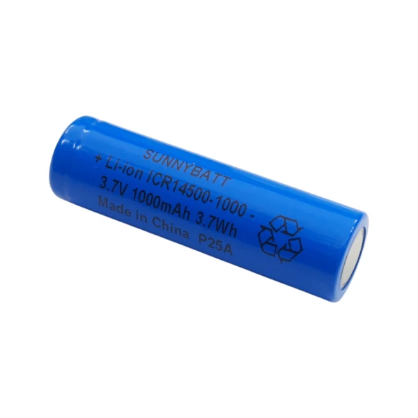 باتری لیتیوم یون 14500 تک سلول 3.7 ولت 1000mAH