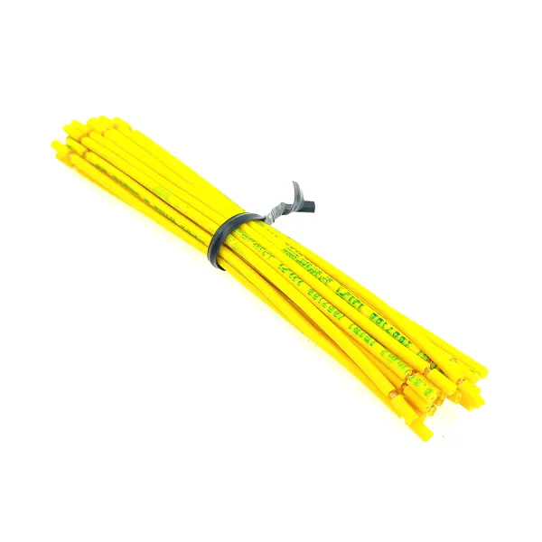 سیم 0.5 افشان 10 سانتی متری زرد تمام مس (CCC) بسته 25 عددی