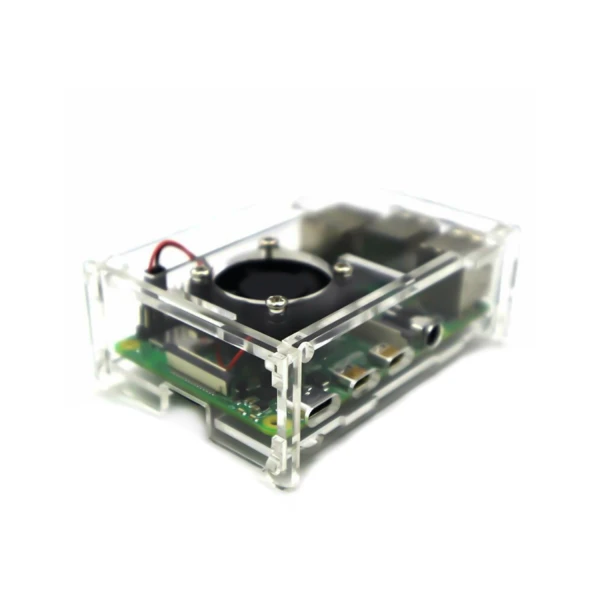 کیس پلکسی گلس برد رزبری پای Raspberry Pi 4 با قابلیت نصب فن ابعاد 9.5x6x3.1