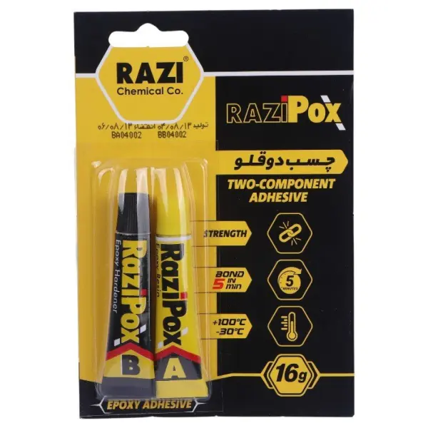 چسب دوقلو 16 گرم مات رازی مدل POX