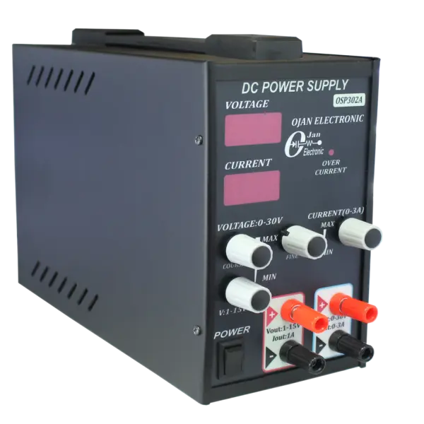 منبع تغذیه متغیر دو کانال 0 تا 30 ولت 2 آمپر اوژن الکترونیک مدل OSP-302A