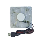 فن 5 ولت 2.5*8*8 سانتی متر شیشه ای همراه با LED سفید و کابل USB