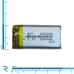 باتری لیتیوم پلیمر 3.7 ولت 600mAh سایز 602040