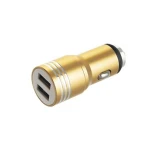 شارژر فندکی فلزی طلایی با دو پورت خروجی