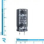 خازن الکترولیت 330 میکرو فاراد 100 ولت SAMWHA پایه کوتاه اصل کره