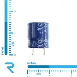 خازن الکترولیت 330 میکرو فاراد 25 ولت پایه کوتاه